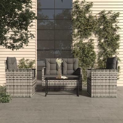 vidaXL Set Divani da Esterno 4 pz con Cuscini in Polyrattan Grigio