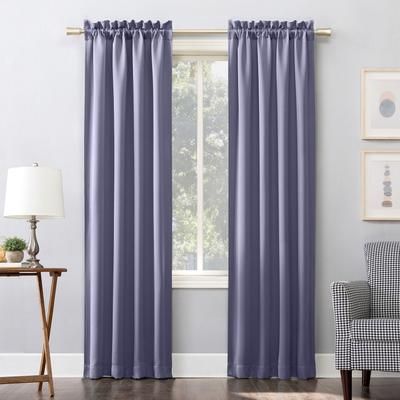 Wide Width Sun Zero Blackout Greenwich Rod-Pocket Panel by BrylaneHome in Denim (Size 40" W 63" L)