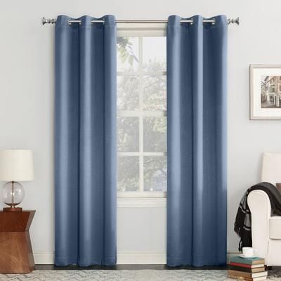 Wide Width Sun Zero Blackout Greenwich Grommet Panel by BrylaneHome in Denim (Size 40" W 95" L)