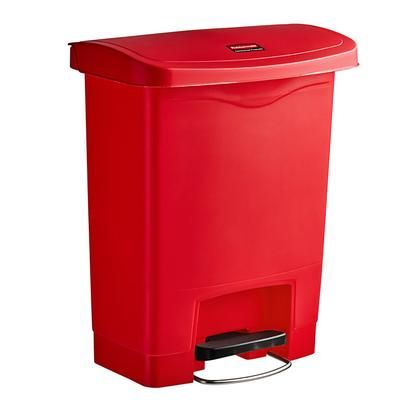 Rubbermaid 1883564 8 gal Rectangle Plastic Step Trash Can, 16 47/64" L x 10 21/32" W x 21 7/64" H, Red