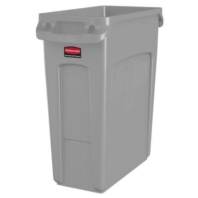 Rubbermaid 1971258 16 gal Rectangle Slim Trash Can, 22"L x 11"W x 25"H, Gray, 16 Gallon