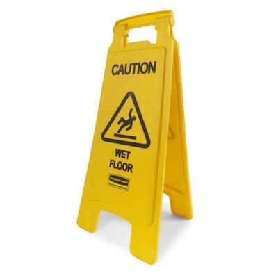 Rubbermaid FG611277YEL 2 Sided Floor Sign - "Caution Wet Floor", Yellow, 26" x 11" x 25"