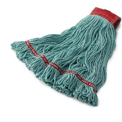 Rubbermaid FGC15306GR00 Looped-End Large Wet Mop Head - 5" Headband, 4 Ply Cotton/Synthetic Blend, Green, 24 Ounce