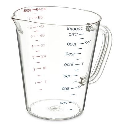 Carlisle 4314407 64 oz Oval Measuring Cup w/ Pour Spout & C-Handle, Polycarbonate, Clear