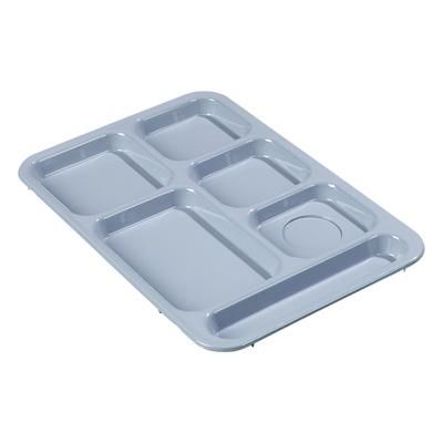 Carlisle 614R59 Plastic Rectangular Tray w/ 6 Compartments, 14 3/8" x 10", Slate Blue, ABS Plastic, Case of 24