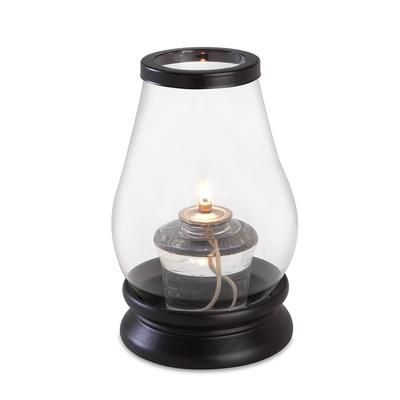 Sterno 80382 Draper Candle Lamp - 4 1/8"D x 7 1/4"H, Clear Glass/Wood