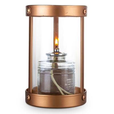 Sterno 80566 Penny Candle Lamp - 3 3/8"D x 5 1/2"H, Clear Glass/Copper Metal Frame