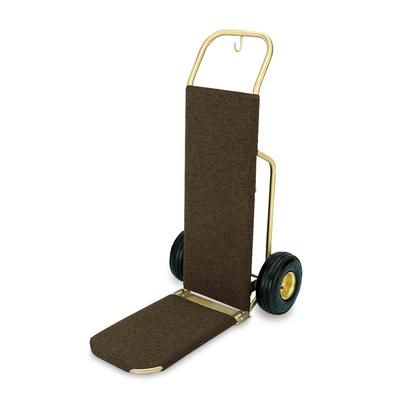 Forbes Industries 1555-CK Bellman's Handtruck w/ 23 1/2" Fold Up Dropnose & Wrap Around Carpet - Brushed Brass, Black