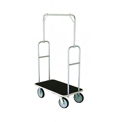 Forbes Industries 2434-BK-GY Luggage Cart w/ Black Carpeted Deck - 37"L x 21"W x 66 1/2"H, Silver