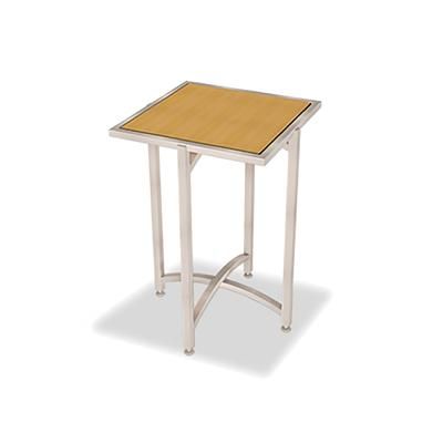 Forbes Industries 7021L-42 24" Square Collapsible Table w/ Laminate Top & Brushed Steel Frame - 42"H, Stainless Steel