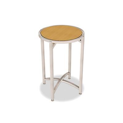 Forbes Industries 7025L-42 24" Round Collapsible Table w/ Laminate Top & Brushed Steel Frame - 42"H, Stainless Steel