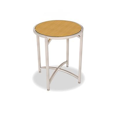 Forbes Industries 7033L-42 30" Round Collapsible Table w/ Laminate Top & Brushed Steel Frame - 42"H, Stainless Steel