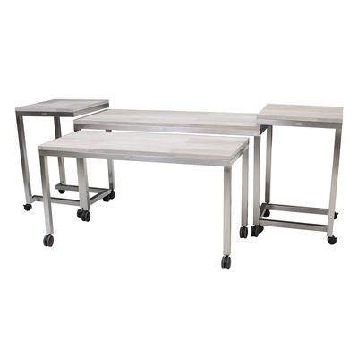 Forbes Industries 7404 4 Piece Claremont Nesting Tables Set - Laminate Top w/ Brushed Stainless Steel Frame