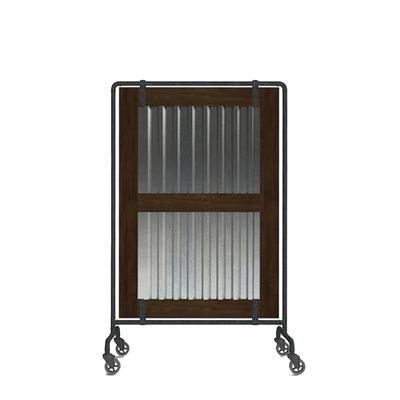 Forbes Industries 7843 Mobile Safety Shield Partition w/ Wood Barn Door Panel & Steel Frame, Brown