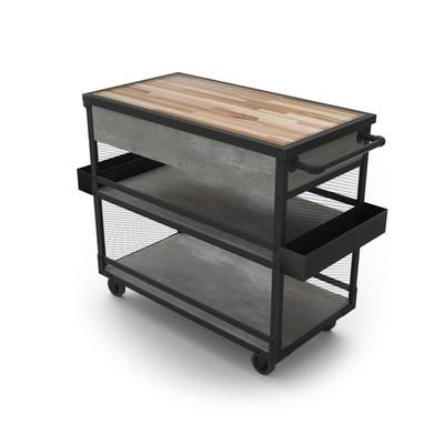 Forbes Industries F35-5541 54" Portable Bar w/ Laminate Cabinet & Butcher Block Work Surface - 24"D x 39"H, Gray