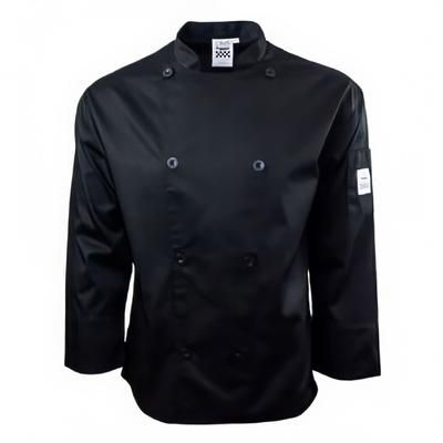 Chef Revival J200BK-M Chef's Jacket w/ Long Sleeves - Poly/Cotton, Black, Medium