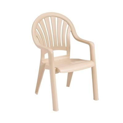Grosfillex 49092066 Pacific Outdoor Stackable Armchair - Resin, Beige, Sandstone, UV-Resistant Resin