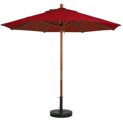 Grosfillex 98948231 7 ft Round Top Market Umbrella - Terra Cotta Fabric, Wooden Pole, 1-1/2" Wooden Pole, Red
