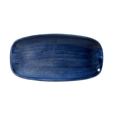 Churchill PABLXO111 11 3/4" x 6" Oblong Patina Plate - Ceramic Cobalt Blue