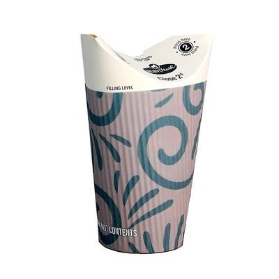 LK Packaging D16RWH ReadyFresh 16 oz Disposable Hot Cup w/ Integrated Lid & Sleeve - Paper, Printed, Printed Paper, Multi-Colored