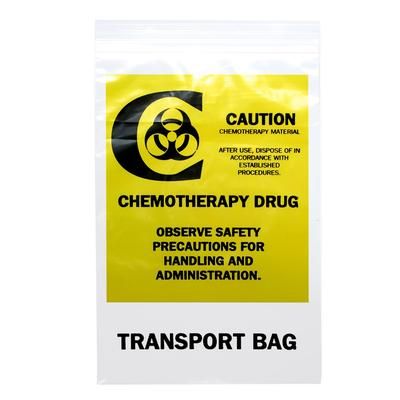 LK Packaging F40609CTB Chemo Transfer Bags w/ Seal Top Closure - 6" x 9", LDPE, Clear w/ Print, 4 mil