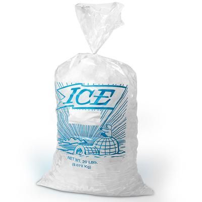 LK Packaging H12PMET 10 lb Printed Ice Bag w/ Twist Ties - 21" x 9" x 3", Poly/Metallocene, 10 Lbs, Clear, Case of 1000