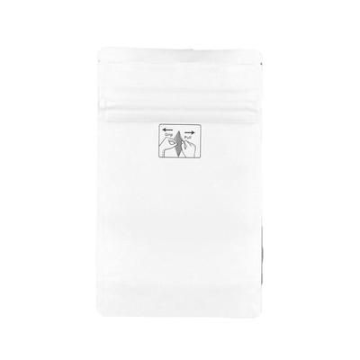 LK Packaging QTOZ4652W Bottom Gusset Child Resistant Pouch w/ Reclosable Zipper Seal - 4" x 6 5/8", White Matte, 4.8 mil