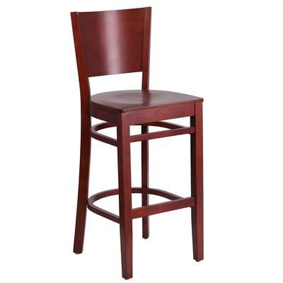 Flash Furniture XU-DG-W0094BAR-MAH-MAH-GG Commercial Bar Stool w/ Solid Back & Wood Seat, Mahogany