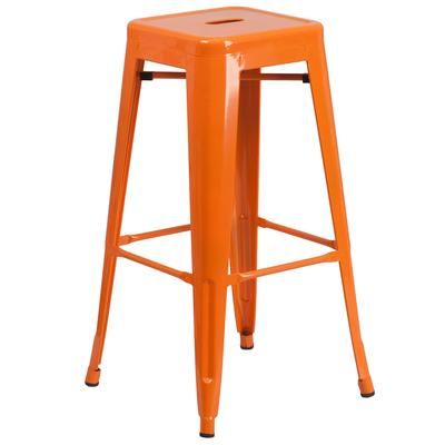 Flash Furniture CH-31320-30-OR-GG Backless Commercial Bar Stool w/ Metal Seat, Orange