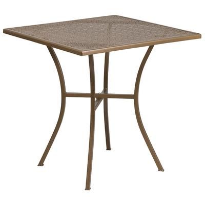 Flash Furniture CO-5-GD-GG 28" Square Patio Table w/ Rain Flower Design Top - Steel, Gold