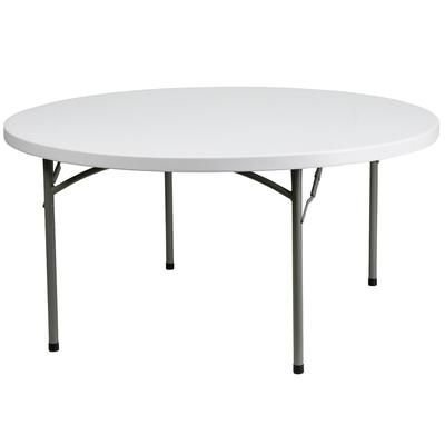 Flash Furniture DAD-YCZ-152R-GW-GG 59 3/4" Round Folding Table w/ Granite White Plastic Top, 28 3/4"H