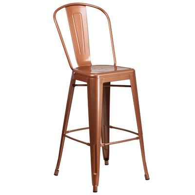 Flash Furniture ET-3534-30-POC-GG Commercial Bar Stool w/ Curved Back & Metal Seat, Copper