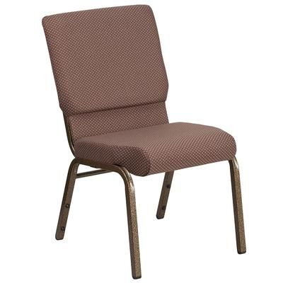 Flash Furniture FD-CH02185-GV-BNDOT-GG Stacking Church Chair w/ Brown Dot Fabric Back & Seat - Steel Frame, Gold Vein