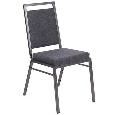 Flash Furniture FD-LUX-SIL-DKGY-GG Stacking Banquet Chair w/ Dark Gray Fabric Back & Seat - Steel Frame, Silver Vein