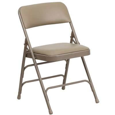 Flash Furniture HA-MC309AV-BGE-GG Folding Chair w/ Beige Vinyl Back & Seat - Steel Frame, Beige, Triple Braced, Double Hinged