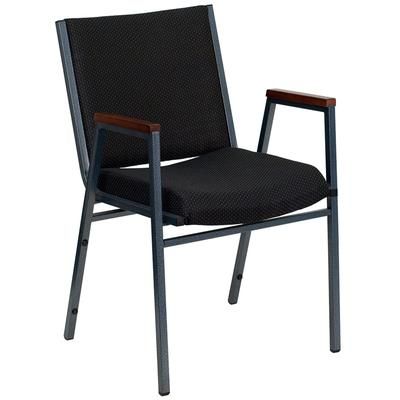 Flash Furniture XU-60154-BK-GG Stacking Chair w/ Black Dot Fabric Back & Seat - Steel Frame, Silver Vein