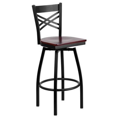 Flash Furniture XU-6F8B-XSWVL-MAHW-GG Commercial Bar Stool w/ Cross Back & Mahogany Wood Seat, Black