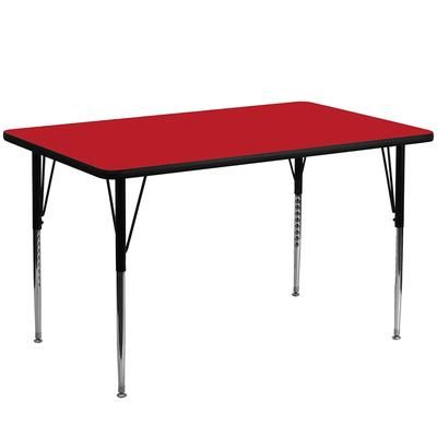Flash Furniture XU-A2448-REC-RED-H-A-GG Rectangular Activity Table - 48"L x 24"W, Laminate Top, Red