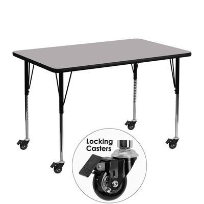 Flash Furniture XU-A3048-REC-GY-T-A-CAS-GG Rectangular Mobile Activity Table - 48"L x 30"W, Laminate Top, Gray