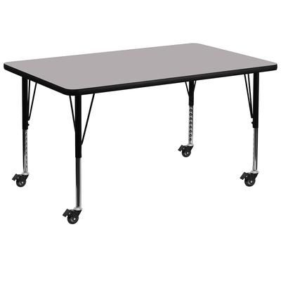 Flash Furniture XU-A3672-REC-GY-T-P-CAS-GG Rectangular Mobile Activity Table - 72"L x 36"W, Laminate Top, Gray