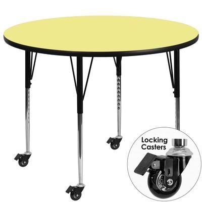 Flash Furniture XU-A42-RND-YEL-T-A-CAS-GG 42" Round Mobile Activity Table - Laminate Top, Yellow