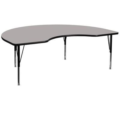 Flash Furniture XU-A4872-KIDNY-GY-H-P-GG Kidney Shaped Activity Table - 72"L x 48"W, Laminate Top, Gray