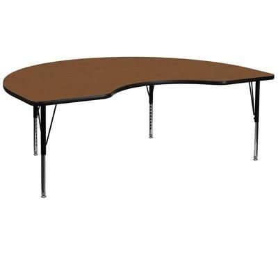 Flash Furniture XU-A4896-KIDNY-OAK-H-P-GG Kidney Shaped Activity Table - 96"L x 48"W, Laminate Top, Oak, Brown