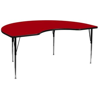 Flash Furniture XU-A4896-KIDNY-RED-T-A-GG Kidney Shaped Activity Table - 96"L x 48"W, Laminate Top, Red