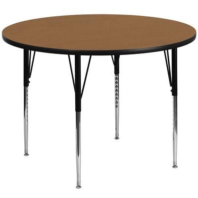 Flash Furniture XU-A48-RND-OAK-T-A-GG 48" Round Activity Table - Laminate Top, Oak, Brown