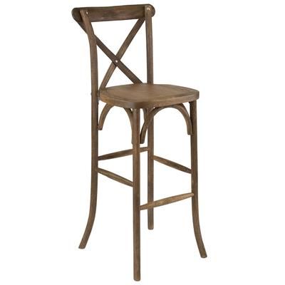 Flash Furniture XA-X-BAR-GO-GG Stacking Commercial Bar Stool w/ Cross Back & Wood Seat, Dark Antique