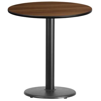 Flash Furniture XU-RD-24-WALTB-TR18-GG 24" Round Dining Height Table w/ Walnut Laminate Top - Cast Iron Base, Black