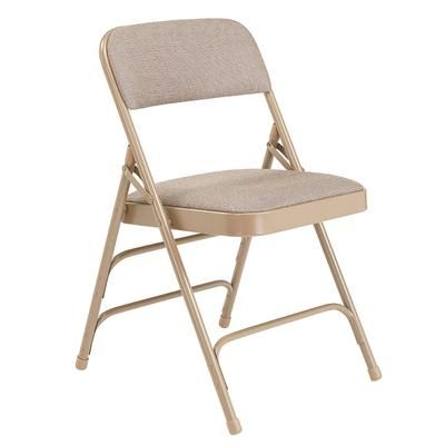 National Public Seating 2301 Folding Chair w/ CafÃ© Beige Fabric Back & Seat - Steel Frame, Beige, Green, Pack of 4