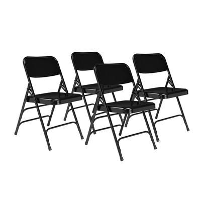 National Public Seating 310 Folding Chair w/ Black Steel Back & Seat - Steel Frame, Black, Pack of 4