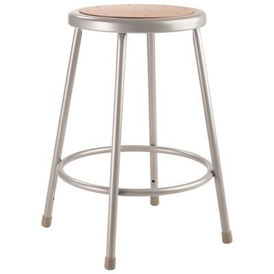 National Public Seating 6224 Round Backless Stool w/ Masonite Board Seat, Gray
